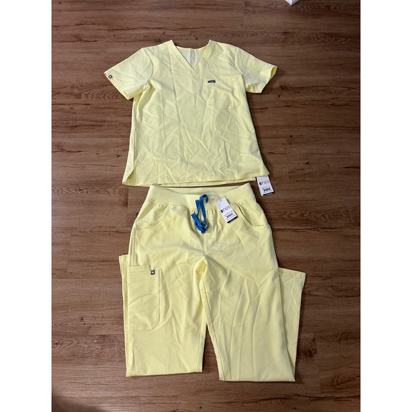 Figs Other - FIGS Scrub Set Women's Medium Yellow V Neck Top Kade Cargo Pant MR NWT